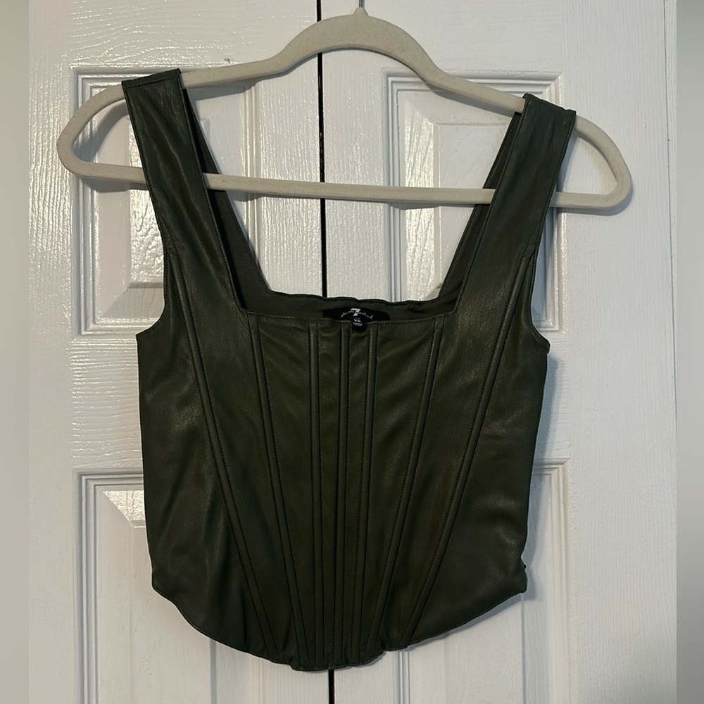 7 For All Mankind Faux Leather Crop Top